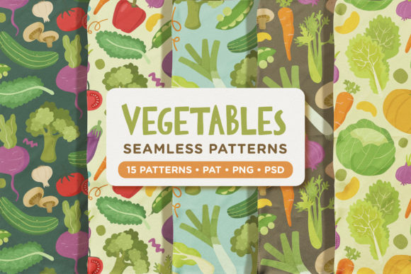 Cute Fresh Vegetables Seamless Patterns