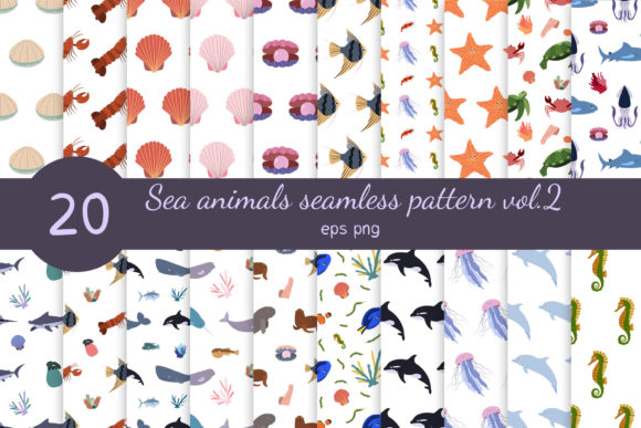 Diving into Creativity with Sea Animals Seamless Patterns Vol. 2