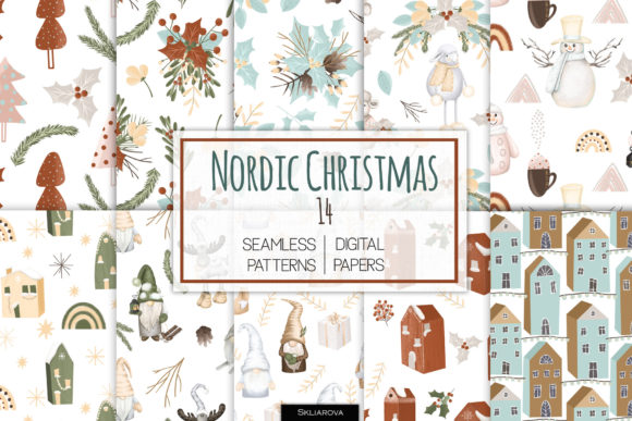 Nordic Christmas Seamless Patterns for Seasonal Design