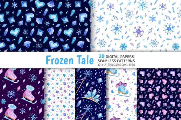 Winter Patterns and Frozen Digital Papers for Creative Projects